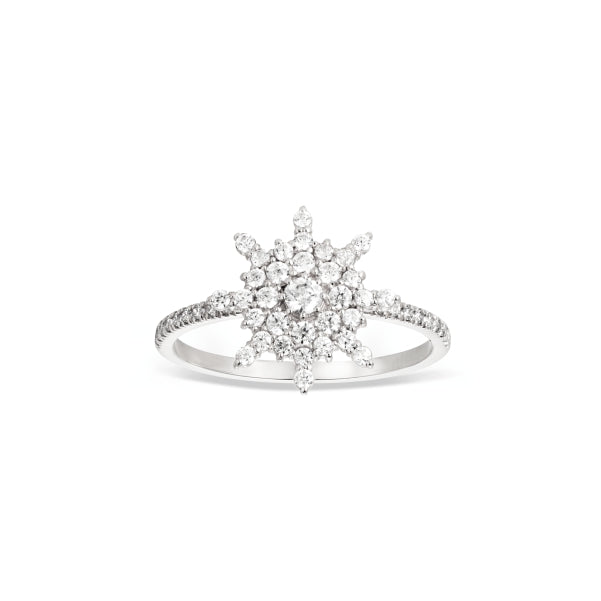 Golden Signature Snowflake Ring with Diamonds White Gold
