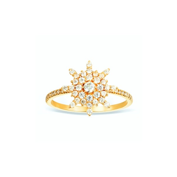 Golden Signature Snowflake Ring with Diamonds Yellow Gold