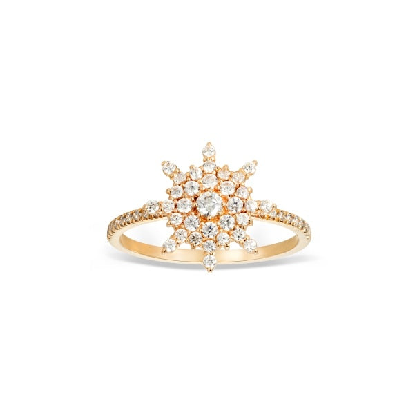 Golden Signature Snowflake Ring with Diamonds Rose Gold