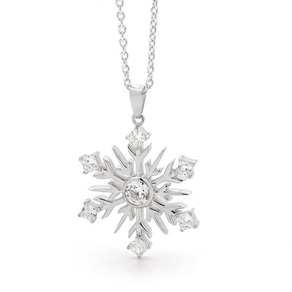 Silver Snowflake Pendant Necklace