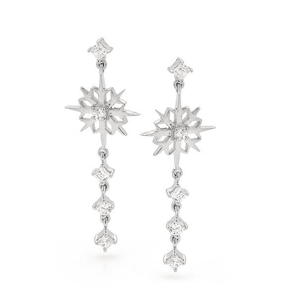 Drop Snowflake Earrings with Cubic Zirconias