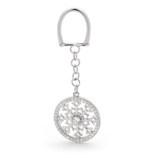 Sterling silver snowflake keyring / handbag charm
