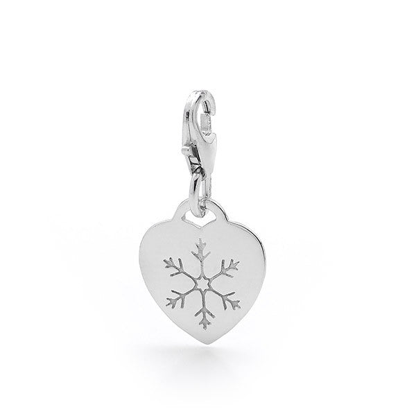 Engraved Snowflake Heart Charm
