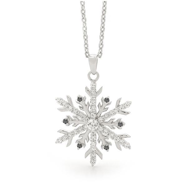 Aprés Snowflake Necklace with Black Diamonds