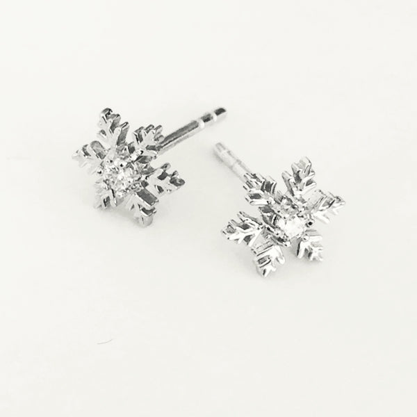Sterling Silver Petit Snowflake Stud Earrings - 8mm