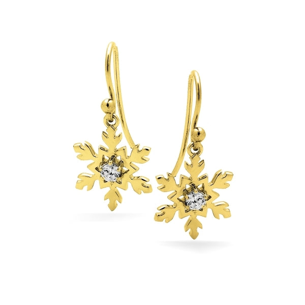 Diamond Snowflake Earrings in 18kt Yellow Gold