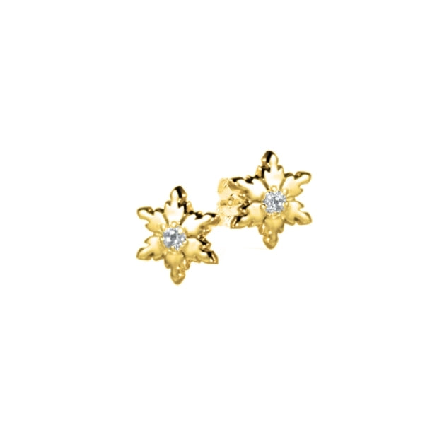 Snowflake Stud Earrings in 9ct Yellow Gold