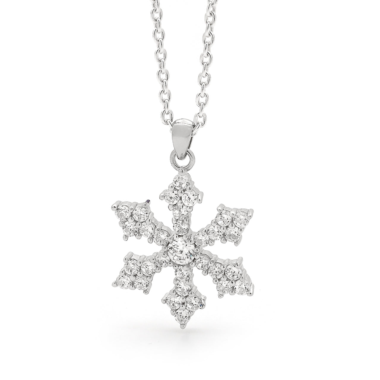 18ct White Gold Diamond Set Snowflake Pendant