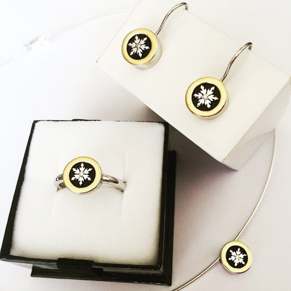 Sterling Silver with 18ct Y/Gold and Diamond Earrings